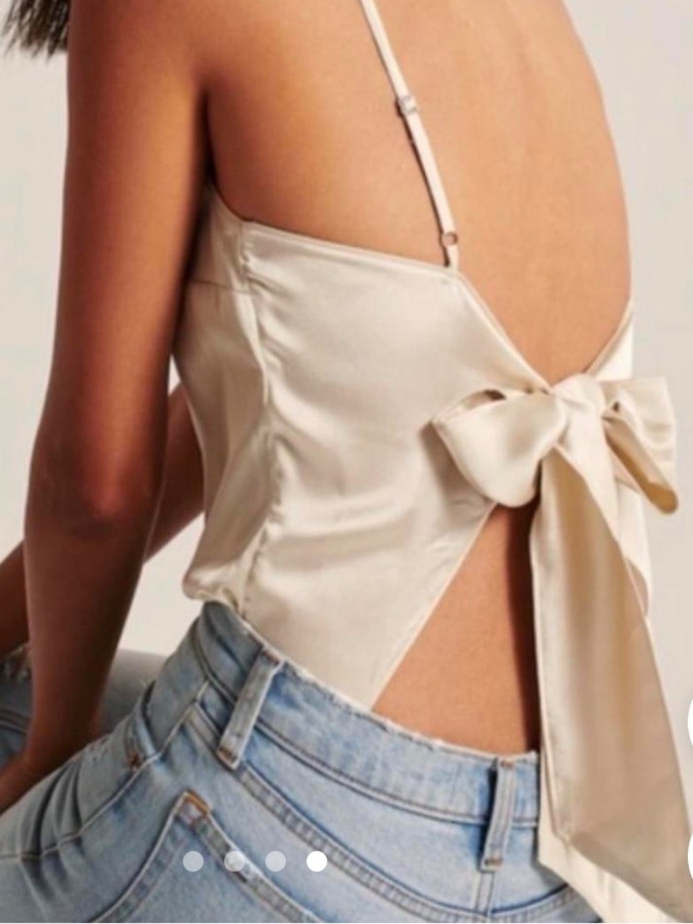Abercrombie Silk Bow Tie Back Bodysuit Champagne Women’s XL - Picture 2 of 11